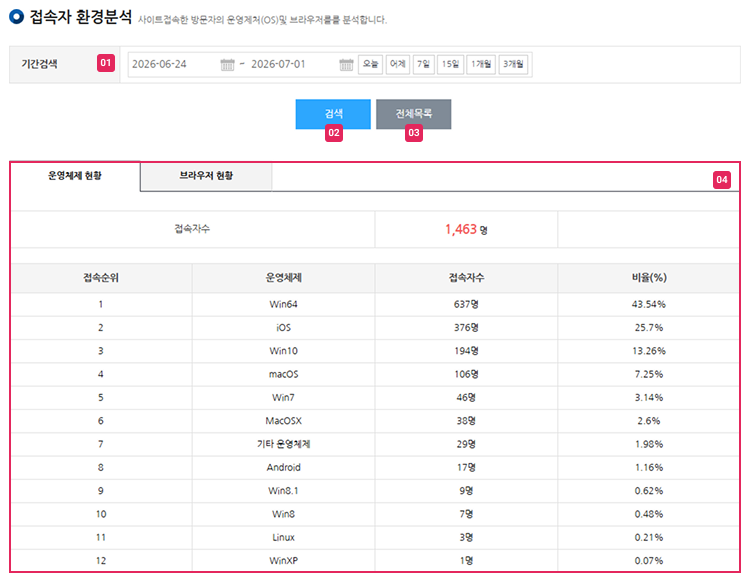 접속자 환경분석